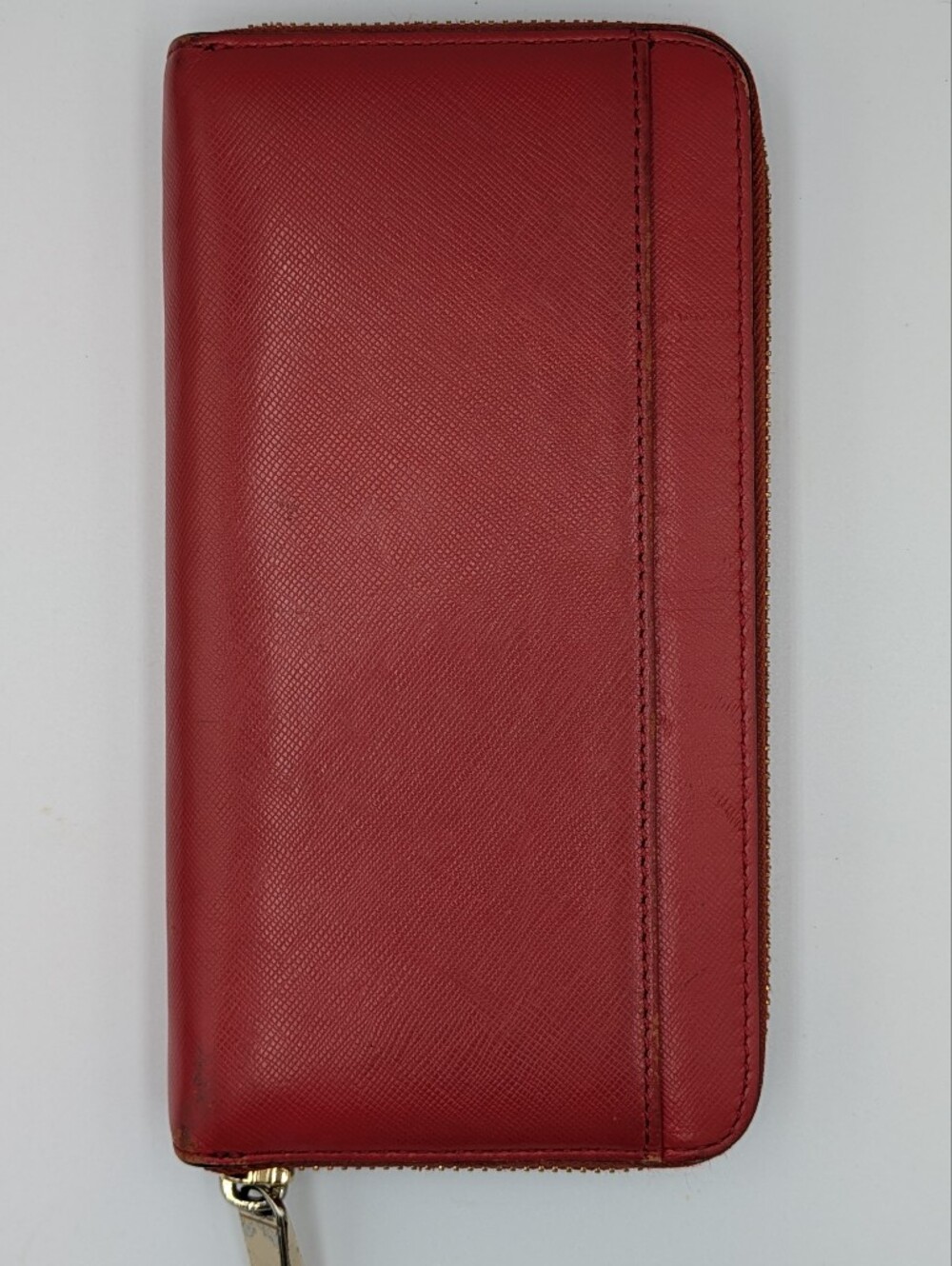Kate Spade Wallet Red Continental Saffiano Leather Golden Hardware Zip Around - Picture 3 of 15